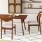 Wooden Dining Chair Set of 2 with Rubber Wood Frame and Wide Padded Seat-Walnut